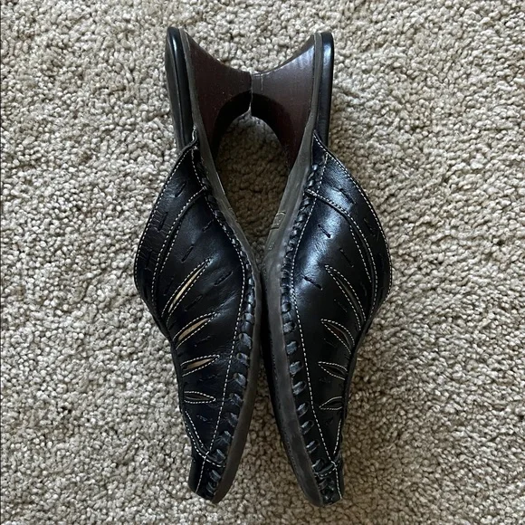 Pikolinos Jerez Black Leather Slip-On Kitten Heel Closed Toe Mules Size EU36 - Picture 5 of 16